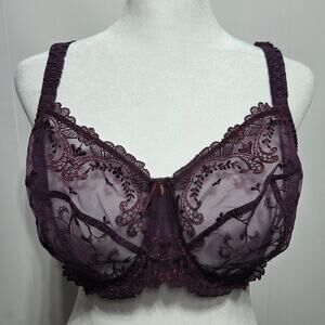 Empreinte Purple Lace Full Coverage Bra 34F French Designer